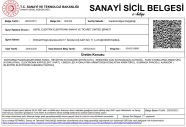 ASPEL Sanayi Sicil Belgesi Aspel Sanayi Sicil